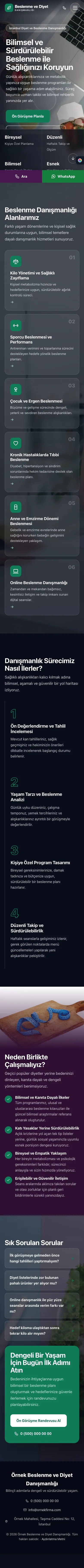 Tam Ekran Mor Turkuaz – Diyetisyen Web Sitesi mobil görünümü