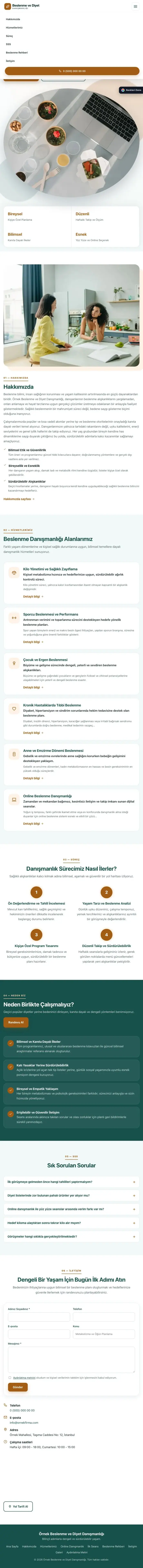 Tek Sayfa Petrol Turuncu – Diyetisyen Web Sitesi tablet görünümü