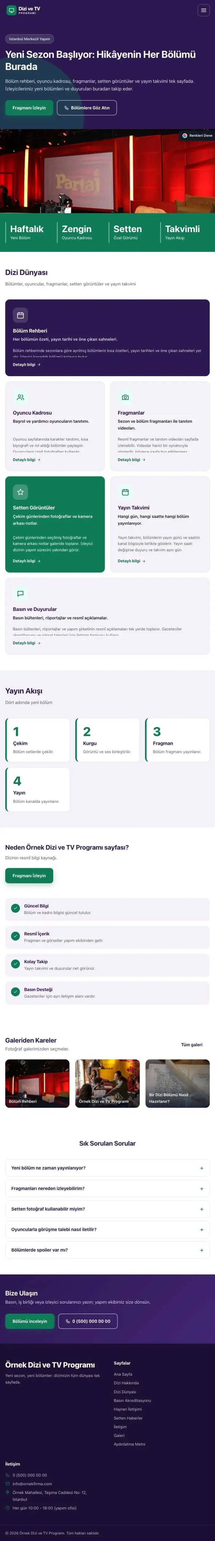 Blok Mor Turkuaz – Dizi ve TV Programı Web Sitesi tablet görünümü