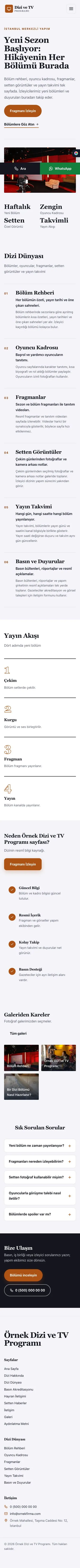 Dergi Editoryal Lacivert Turuncu – Dizi ve TV Programı Web Sitesi mobil görünümü