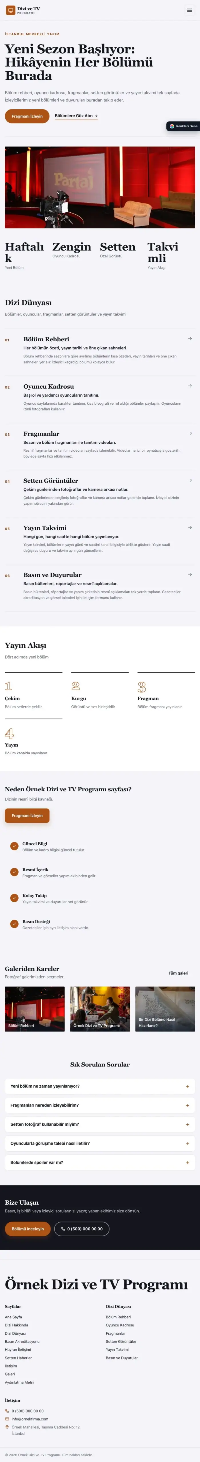 Dergi Editoryal Lacivert Turuncu – Dizi ve TV Programı Web Sitesi tablet görünümü