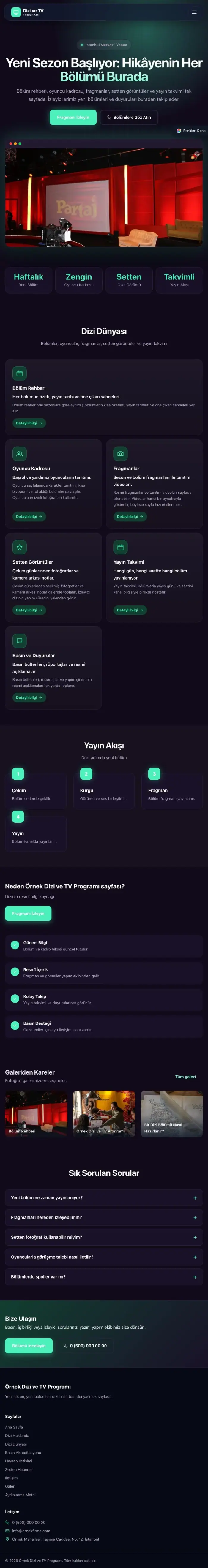 Koyu Modern Mor Turkuaz – Dizi ve TV Programı Web Sitesi tablet görünümü
