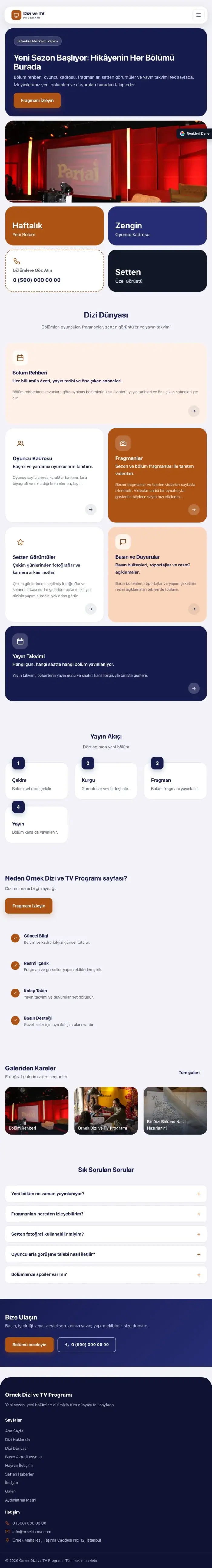 Mozaik Lacivert Turuncu – Dizi ve TV Programı Web Sitesi tablet görünümü