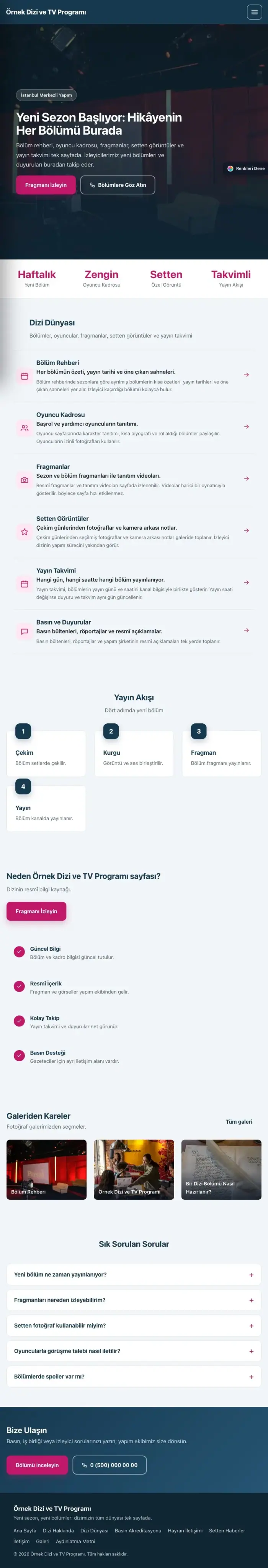 Sol Menü Mavi Pembe – Dizi ve TV Programı Web Sitesi tablet görünümü