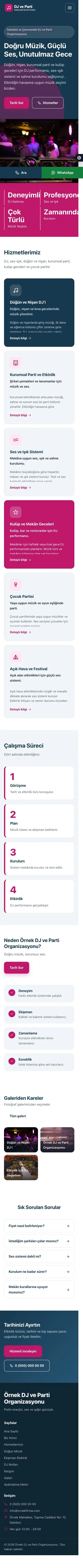 Blok Mavi Pembe – DJ ve Parti Organizasyonu Web Sitesi mobil görünümü