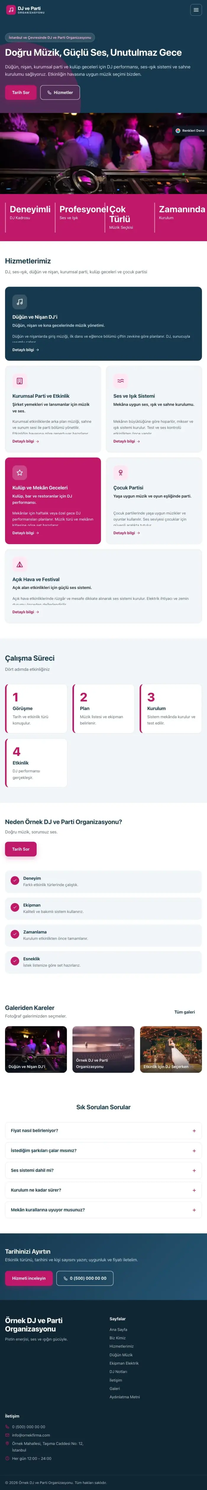 Blok Mavi Pembe – DJ ve Parti Organizasyonu Web Sitesi tablet görünümü
