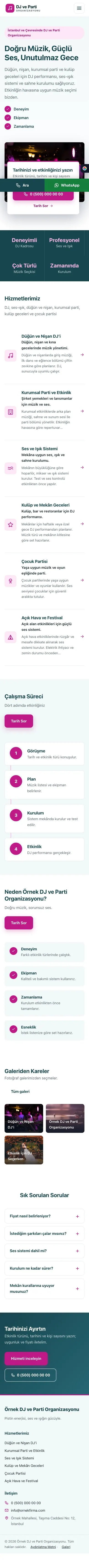 Bölünmüş Petrol Pembe – DJ ve Parti Organizasyonu Web Sitesi mobil görünümü
