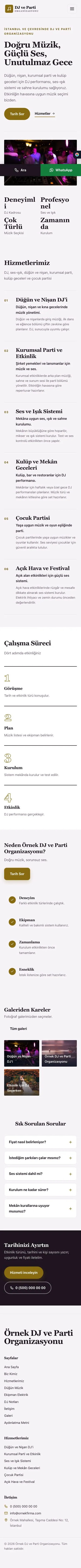 Dergi Editoryal Mor Amber – DJ ve Parti Organizasyonu Web Sitesi mobil görünümü