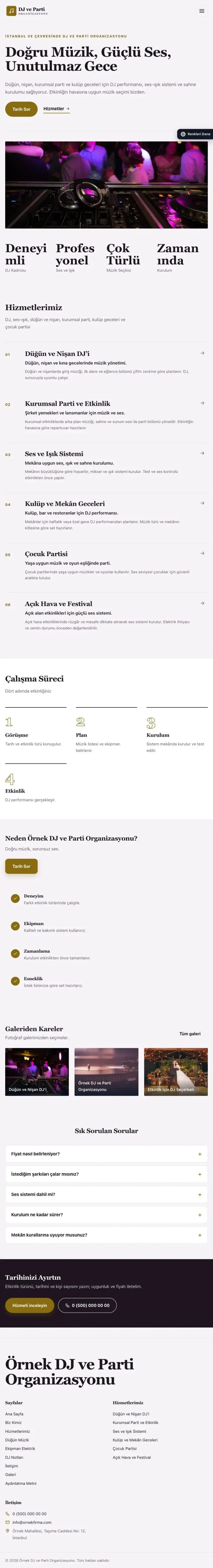 Dergi Editoryal Mor Amber – DJ ve Parti Organizasyonu Web Sitesi tablet görünümü
