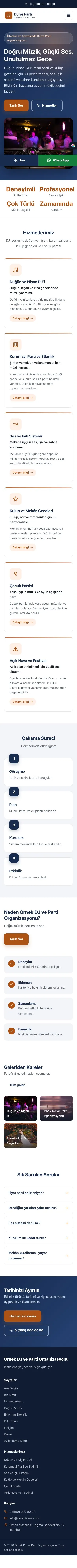 Klasik Mavi Turuncu – DJ ve Parti Organizasyonu Web Sitesi mobil görünümü
