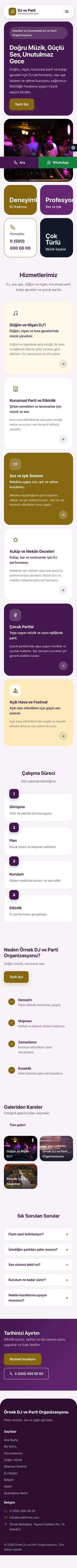 Mozaik Mor Amber – DJ ve Parti Organizasyonu Web Sitesi mobil görünümü