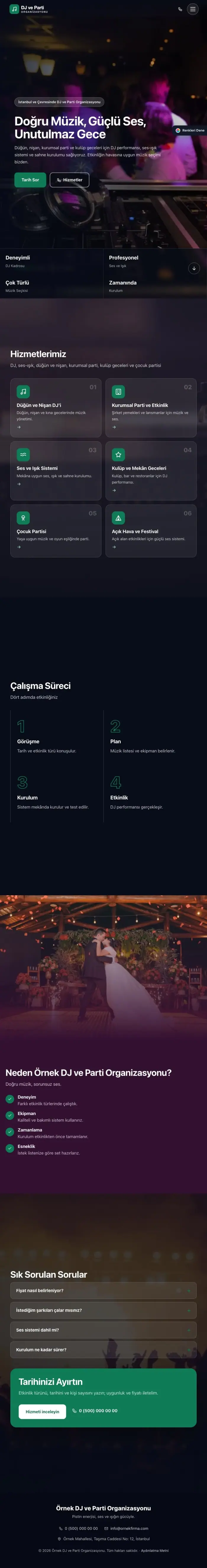 Tam Ekran Erik Turkuaz – DJ ve Parti Organizasyonu Web Sitesi tablet görünümü