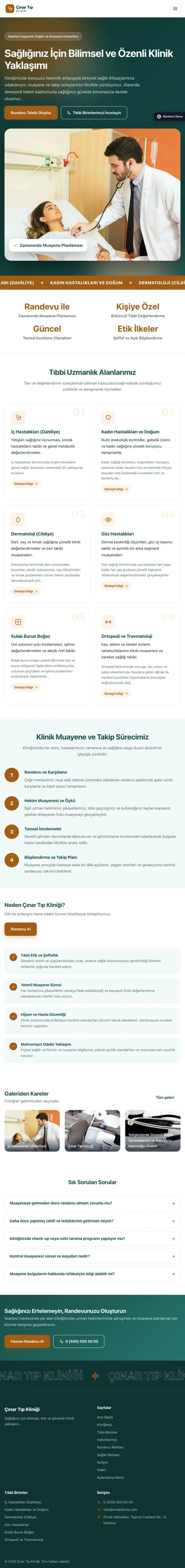 Hareketli Petrol Turuncu – Doktor ve Klinik Web Sitesi tablet görünümü