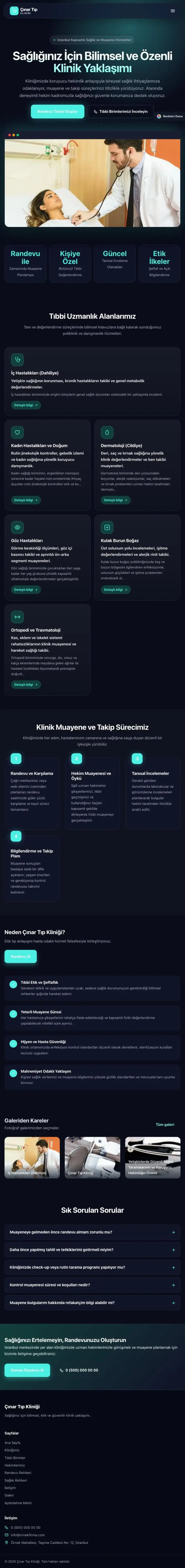 Koyu Modern Lacivert Turkuaz – Doktor ve Klinik Web Sitesi tablet görünümü