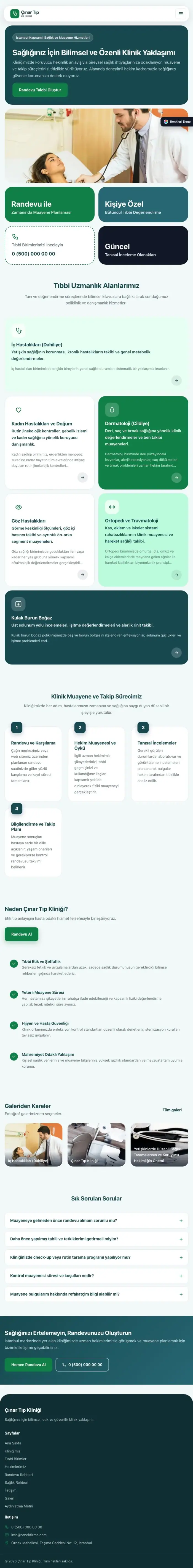Mozaik Petrol Yeşil – Doktor ve Klinik Web Sitesi tablet görünümü
