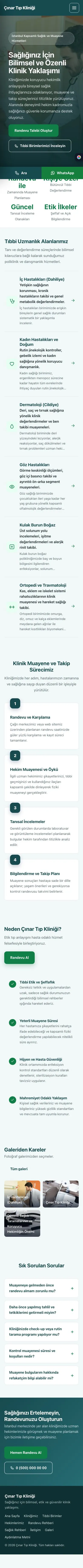 Sol Menü Petrol Yeşil – Doktor ve Klinik Web Sitesi mobil görünümü