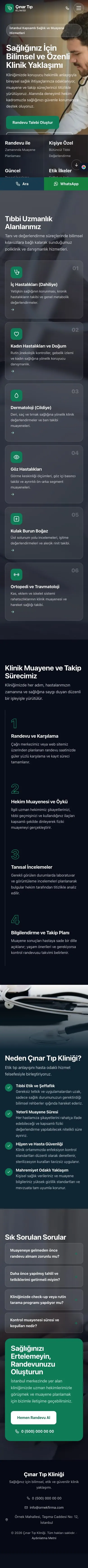 Tam Ekran Mavi Turkuaz – Doktor ve Klinik Web Sitesi mobil görünümü
