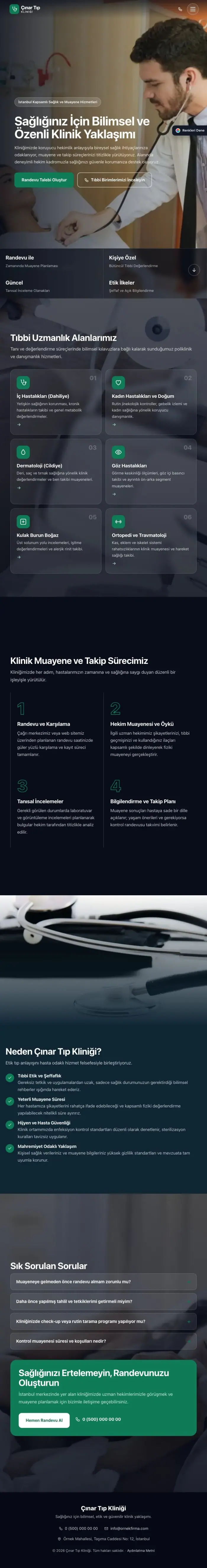 Tam Ekran Mavi Turkuaz – Doktor ve Klinik Web Sitesi tablet görünümü