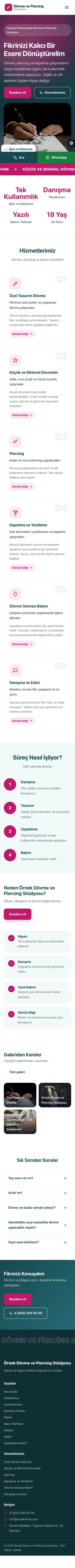 Hareketli Petrol Pembe – Dövme ve Estetik Web Sitesi mobil görünümü