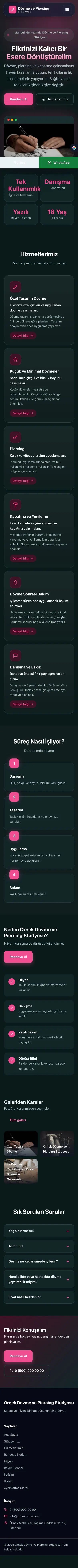 Koyu Modern Petrol Pembe – Dövme ve Estetik Web Sitesi mobil görünümü