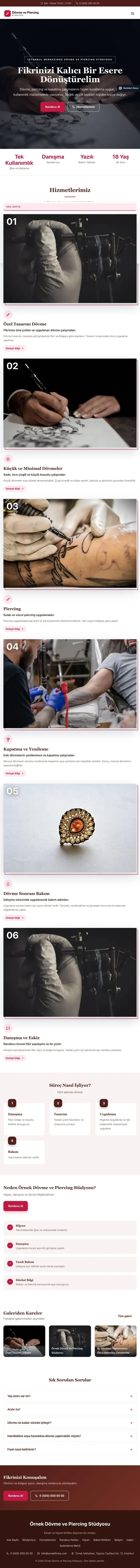 Zigzag Bordo Kırmızı – Dövme ve Estetik Web Sitesi tablet görünümü