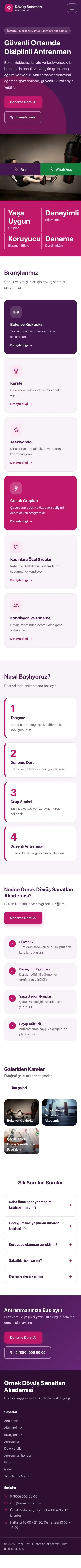 Blok Mor Pembe – Dövüş Sanatları ve Spor Okulu Web Sitesi mobil görünümü