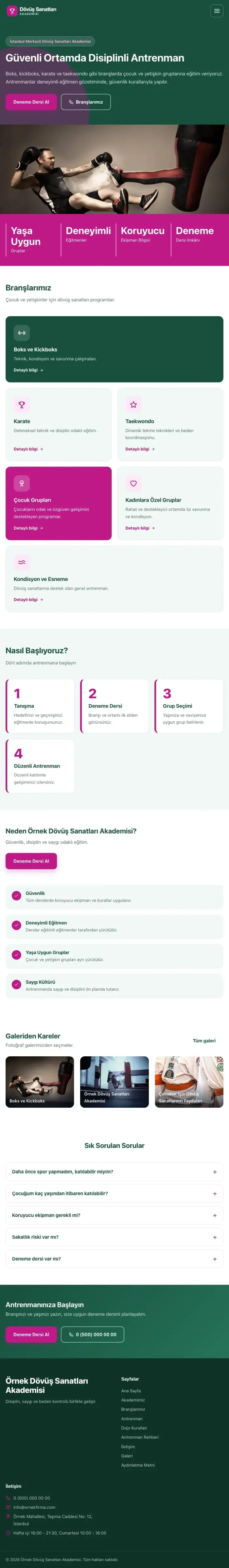 Blok Petrol Pembe – Dövüş Sanatları ve Spor Okulu Web Sitesi tablet görünümü
