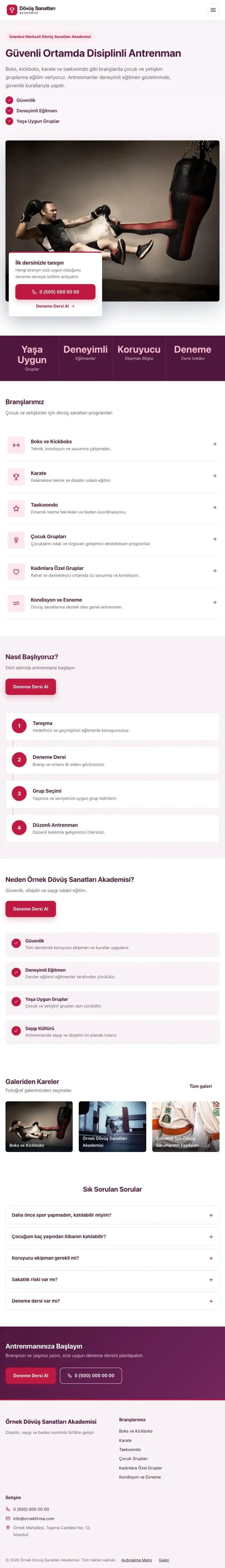 Bölünmüş Erik Kırmızı – Dövüş Sanatları ve Spor Okulu Web Sitesi tablet görünümü