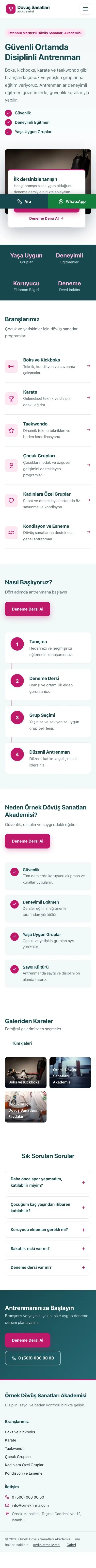 Bölünmüş Petrol Pembe – Dövüş Sanatları ve Spor Okulu Web Sitesi mobil görünümü
