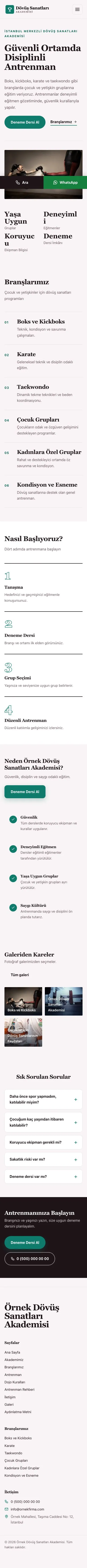 Editoryal Bordo Turkuaz – Dövüş Sanatları ve Spor Okulu Web Sitesi mobil görünümü
