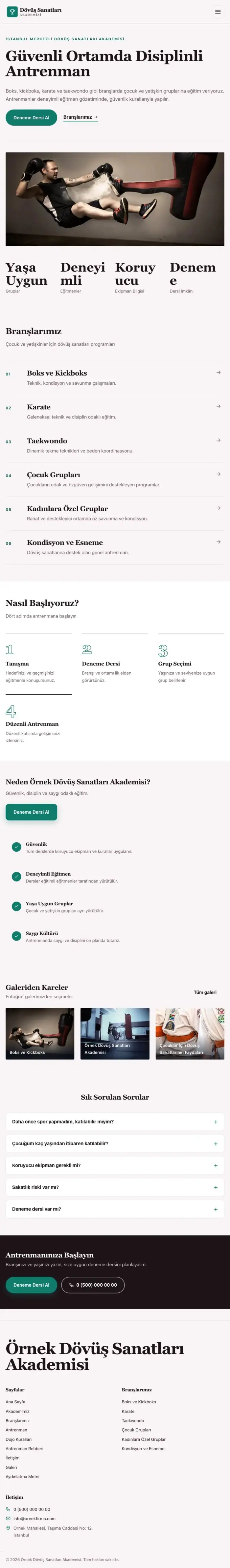 Editoryal Bordo Turkuaz – Dövüş Sanatları ve Spor Okulu Web Sitesi tablet görünümü