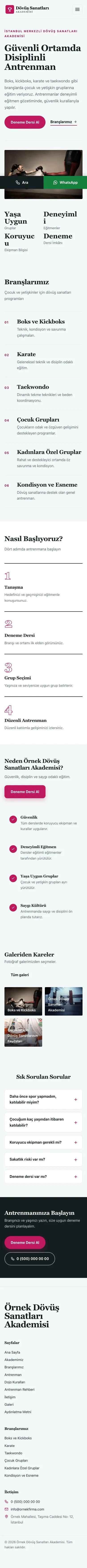 Editoryal Petrol Pembe – Dövüş Sanatları ve Spor Okulu Web Sitesi mobil görünümü