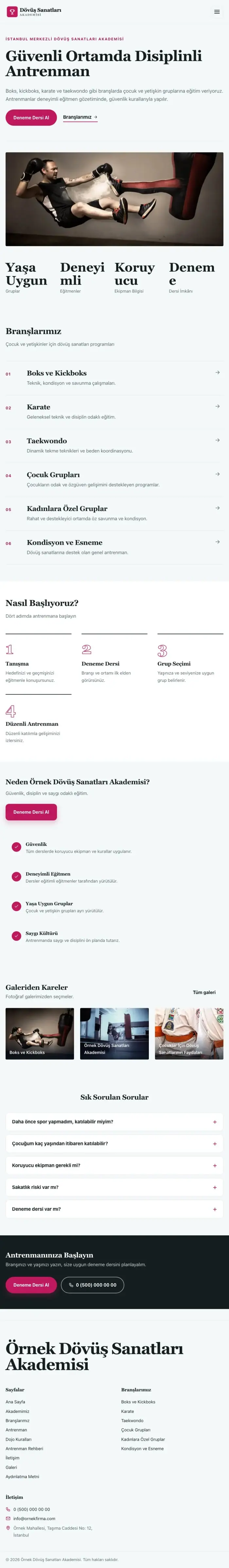 Editoryal Petrol Pembe – Dövüş Sanatları ve Spor Okulu Web Sitesi tablet görünümü
