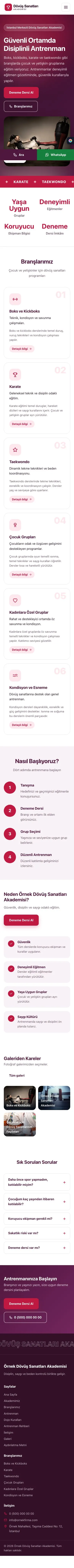 Hareketli Erik Kırmızı – Dövüş Sanatları ve Spor Okulu Web Sitesi mobil görünümü