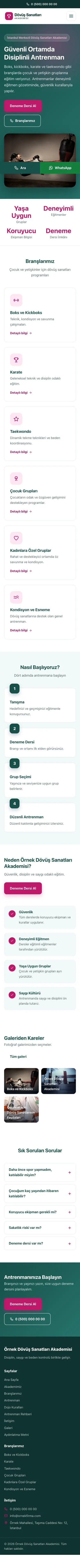 Klasik Petrol Pembe – Dövüş Sanatları ve Spor Okulu Web Sitesi mobil görünümü