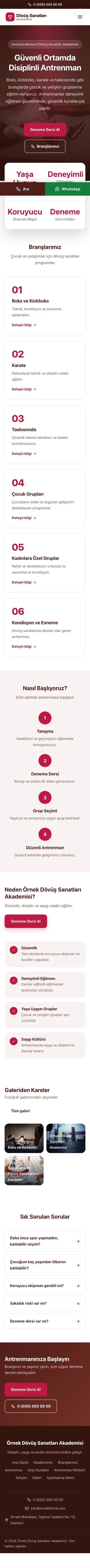 Merkez Bordo Kırmızı – Dövüş Sanatları ve Spor Okulu Web Sitesi mobil görünümü