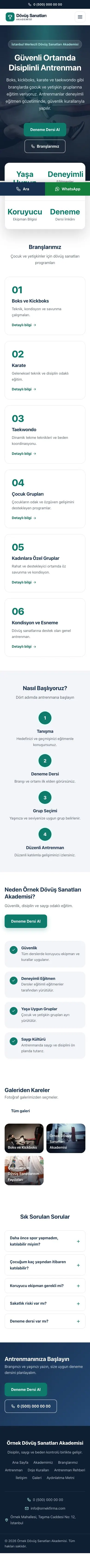 Merkez Mavi Turkuaz – Dövüş Sanatları ve Spor Okulu Web Sitesi mobil görünümü