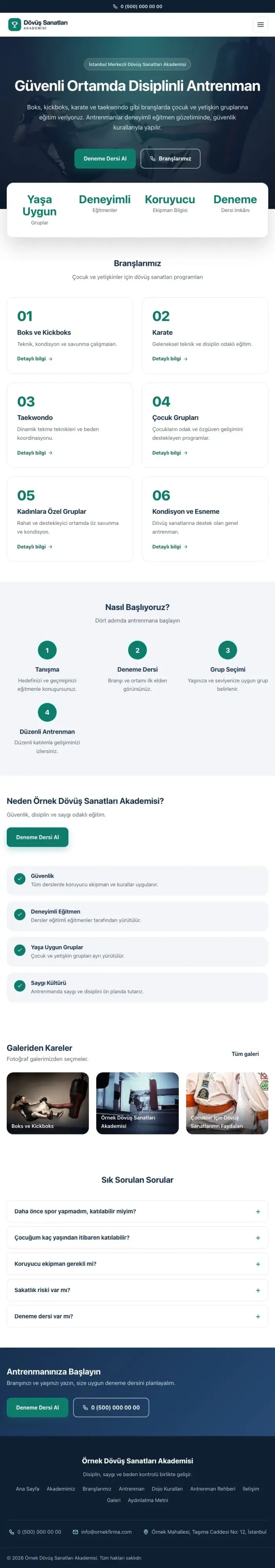 Merkez Mavi Turkuaz – Dövüş Sanatları ve Spor Okulu Web Sitesi tablet görünümü