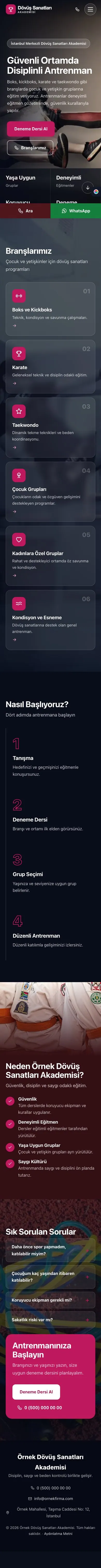 Tam Ekran Bordo Pembe – Dövüş Sanatları ve Spor Okulu Web Sitesi mobil görünümü
