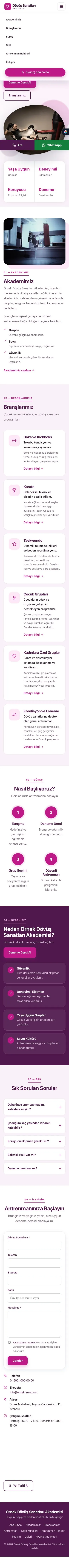 Tek Sayfa Erik Pembe – Dövüş Sanatları ve Spor Okulu Web Sitesi mobil görünümü