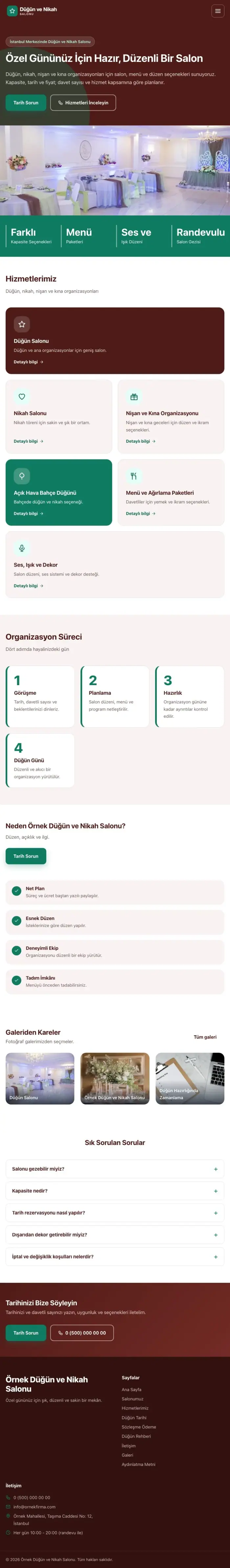 Blok Bordo Turkuaz – Düğün ve Nikah Salonu Web Sitesi tablet görünümü
