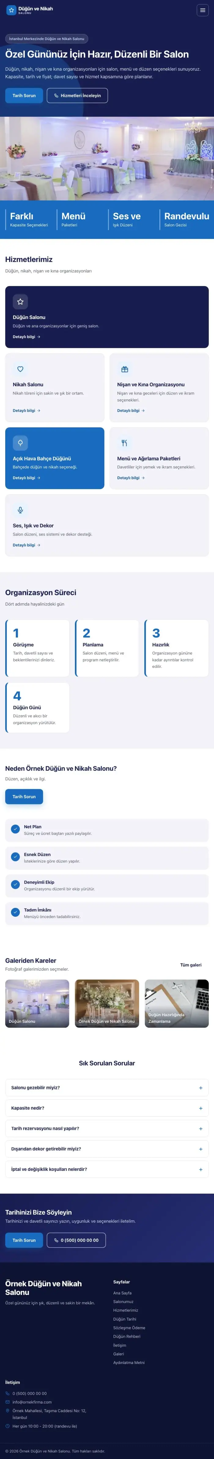 Blok Lacivert Mavi – Düğün ve Nikah Salonu Web Sitesi tablet görünümü