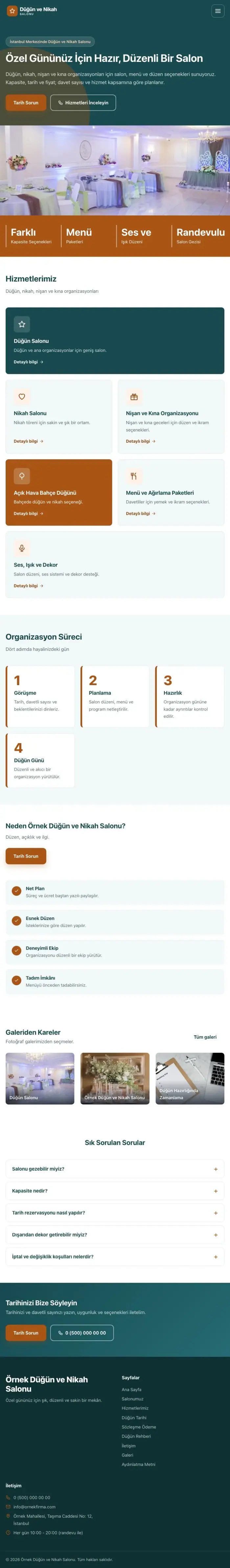 Blok Petrol Turuncu – Düğün ve Nikah Salonu Web Sitesi tablet görünümü