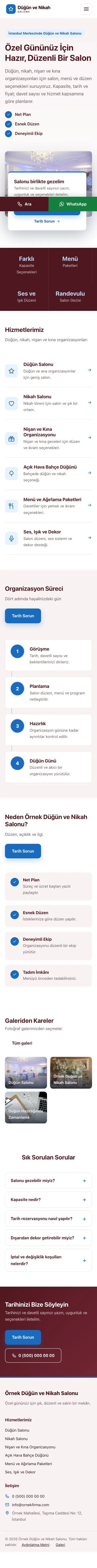 Bölünmüş Bordo Mavi – Düğün ve Nikah Salonu Web Sitesi mobil görünümü