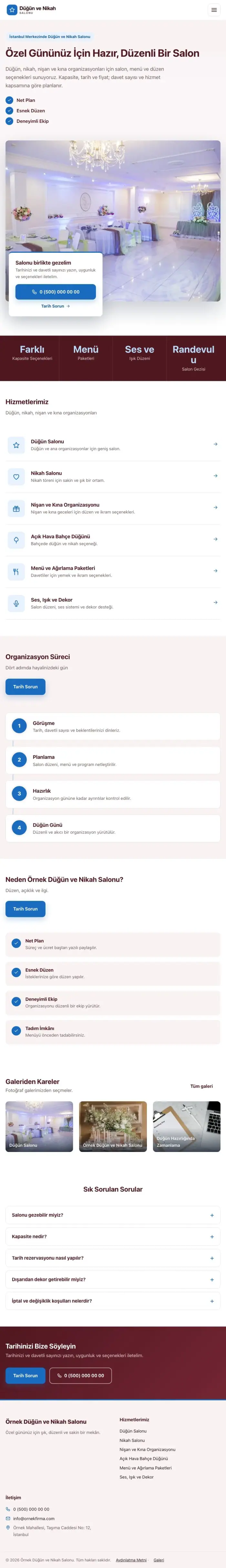 Bölünmüş Bordo Mavi – Düğün ve Nikah Salonu Web Sitesi tablet görünümü