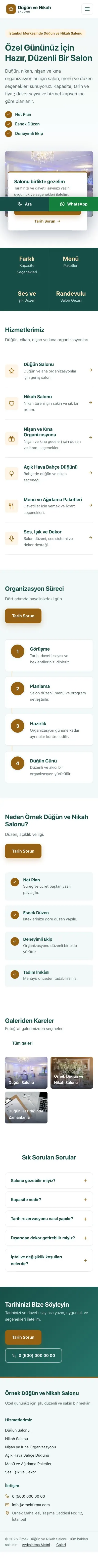 Bölünmüş Petrol Turuncu – Düğün ve Nikah Salonu Web Sitesi mobil görünümü
