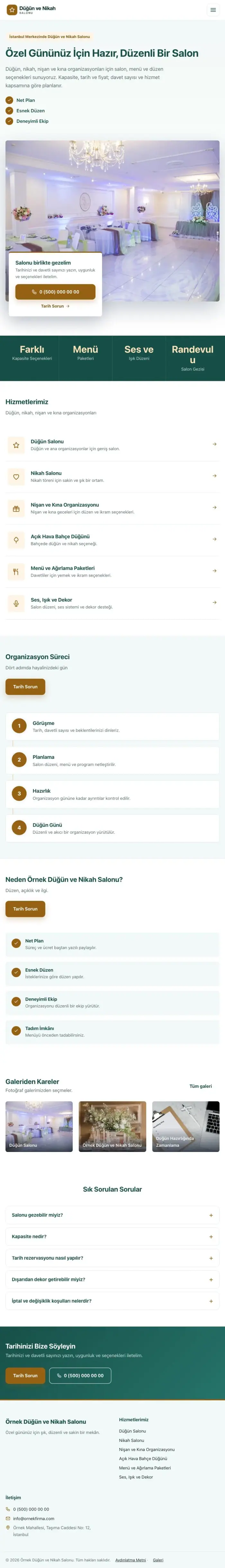 Bölünmüş Petrol Turuncu – Düğün ve Nikah Salonu Web Sitesi tablet görünümü