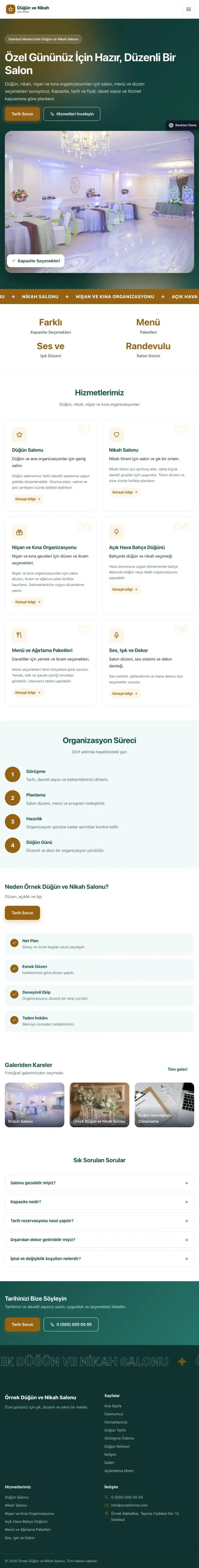 Hareketli Petrol Turuncu – Düğün ve Nikah Salonu Web Sitesi tablet görünümü