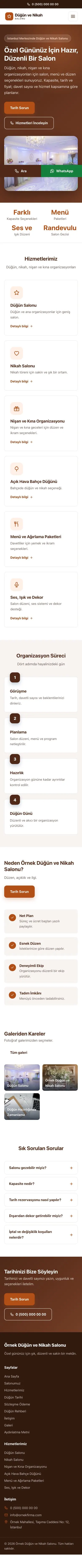 Klasik Kahve Turuncu – Düğün ve Nikah Salonu Web Sitesi mobil görünümü