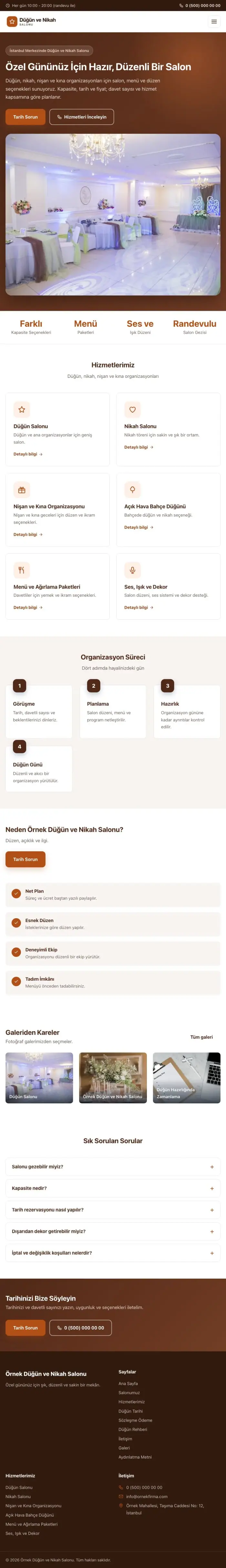 Klasik Kahve Turuncu – Düğün ve Nikah Salonu Web Sitesi tablet görünümü